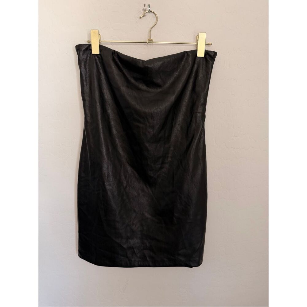 Good American Better Than Leather Slimming Tube Mini Dress in Black Size Large